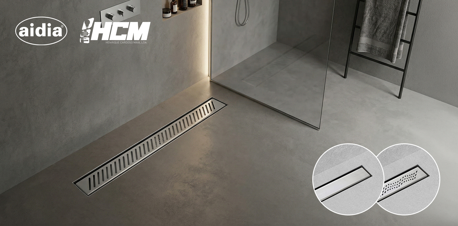 Calhas de Duche Inox Completas Aidia